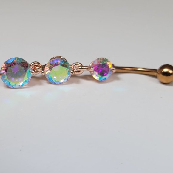 Rose Gold Radiant Sparkle Cascade Chandelier Belly Button Ring - Picture 3 of 3